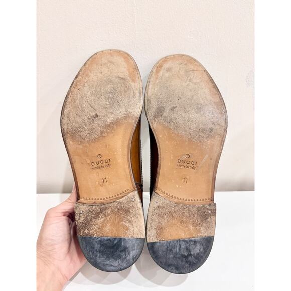 Gucci Leather Brogue Detail Lace Up Derby Formal Dress Brown Men's Size 11 - Picture 6 of 6